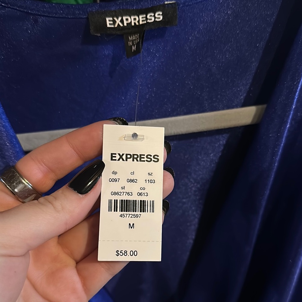 Express Blue Satin Blouse - Picture 2 of 3